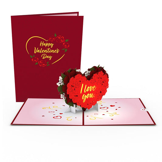 Red Rose Heart Pop-Up Card