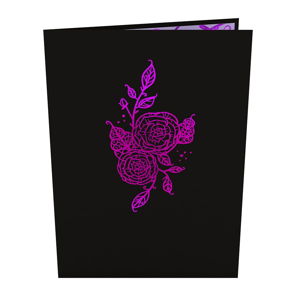 Ornate Purple Rose Bloom Pop-Up Card