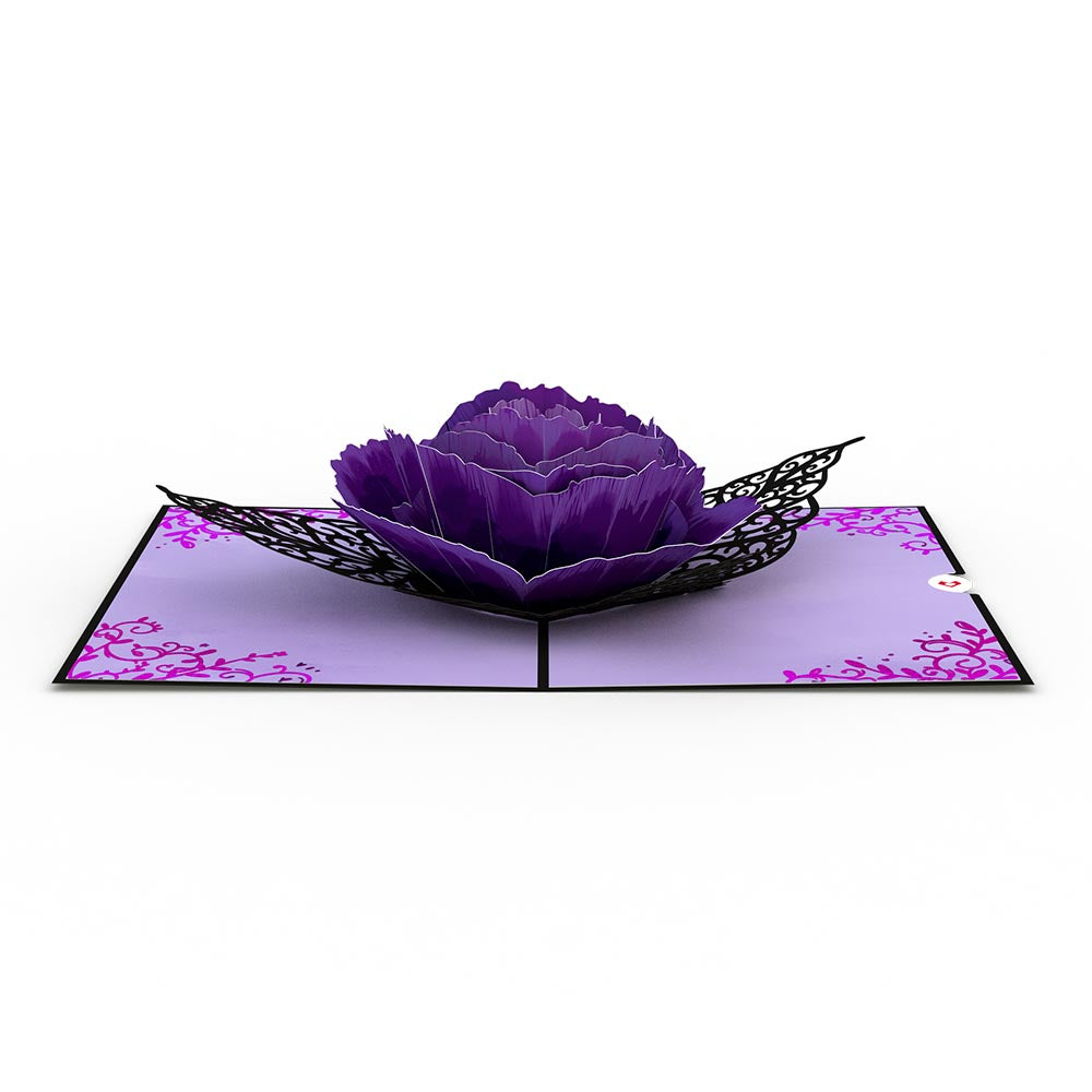 Ornate Purple Rose Bloom Pop-Up Card