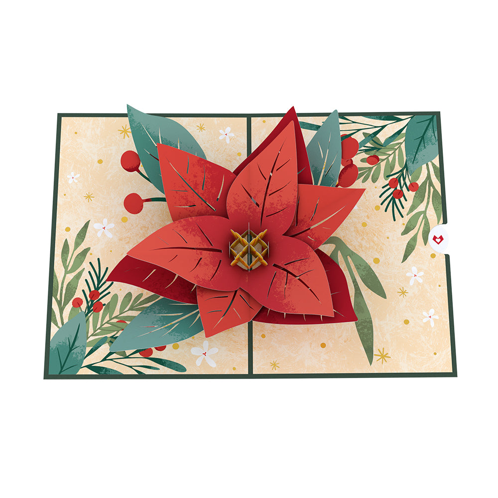 Christmas Poinsettia Bloom Pop-Up Card