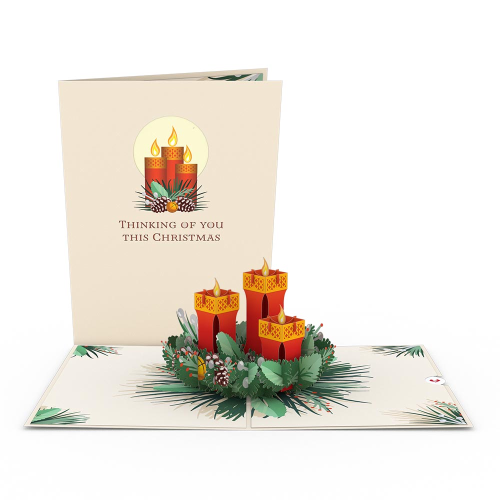 Red Christmas Candles Pop-Up Card