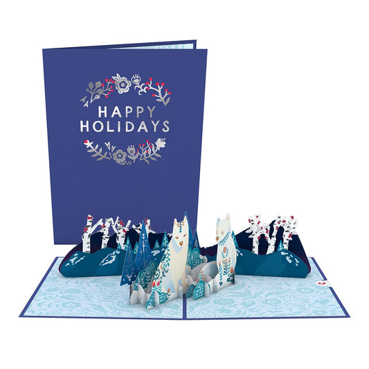 Scandinavian Style Holiday Foxes Pop-Up Card