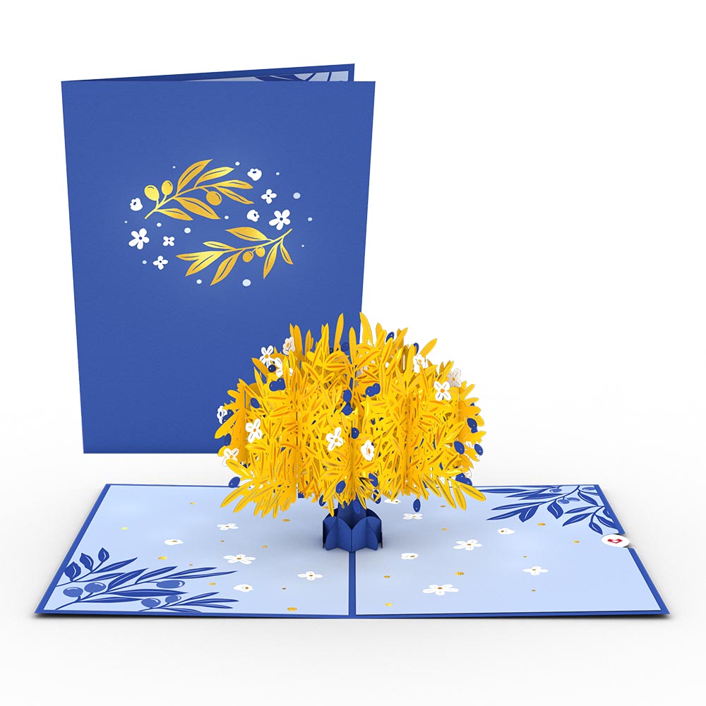 Gold Olive Tree Pop-Up Card