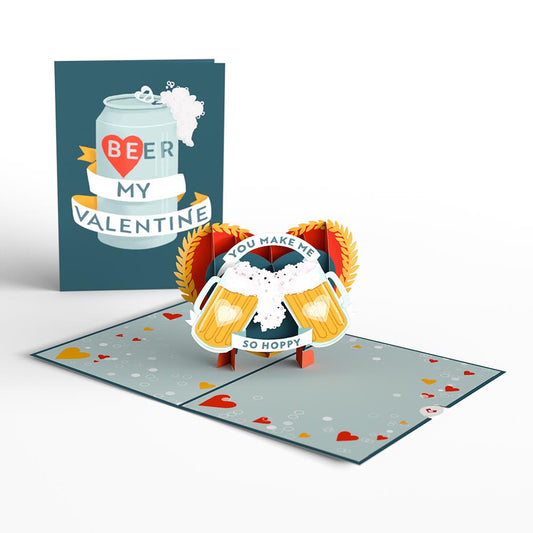 Beer My Valentine Funny Valentine's Day Pop-Up Card