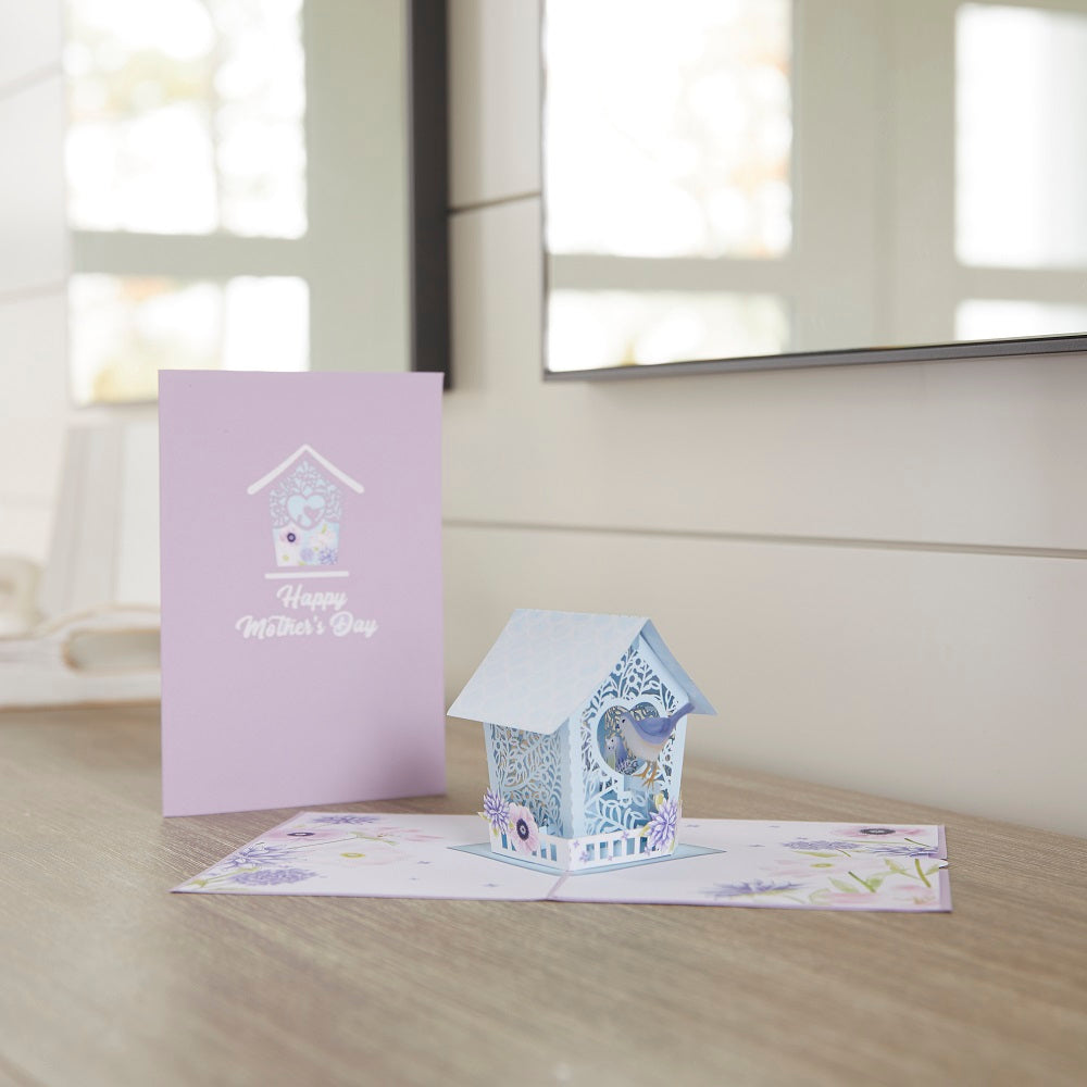Mother's Day Blue Birdhouse Pop-Up Card