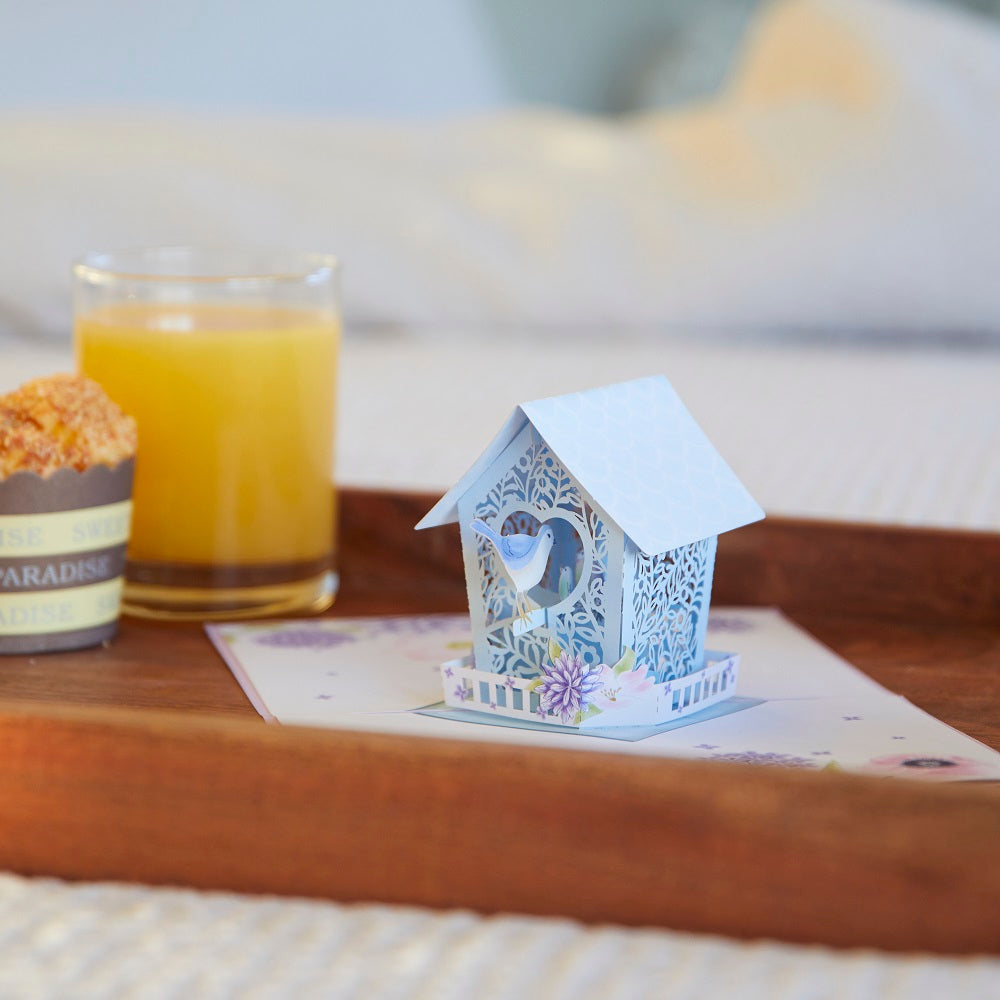 Mother's Day Blue Birdhouse Pop-Up Card