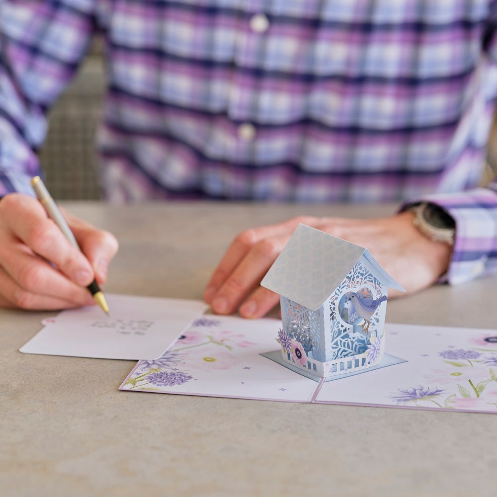 Mother's Day Blue Birdhouse Pop-Up Card