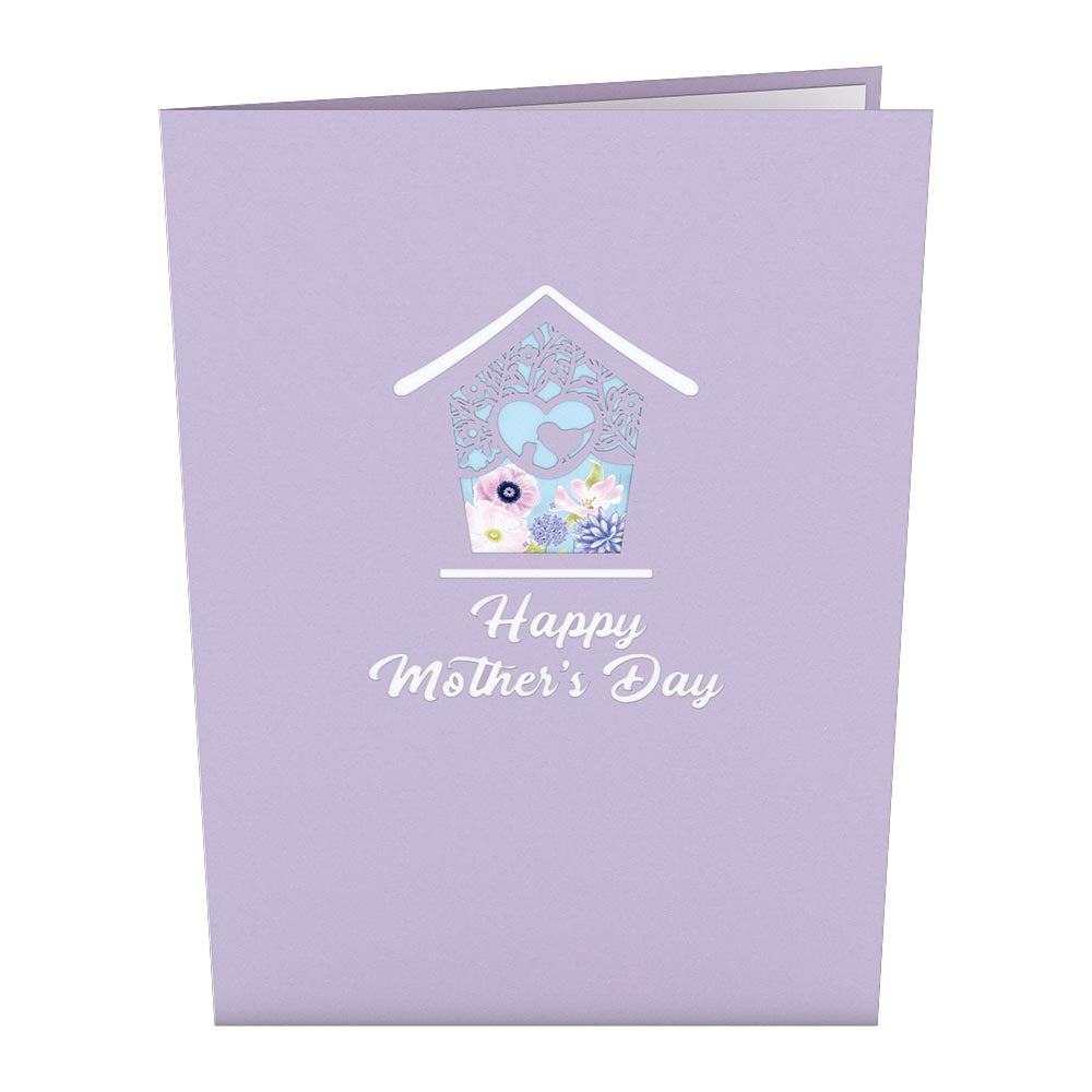Mother's Day Blue Birdhouse Pop-Up Card