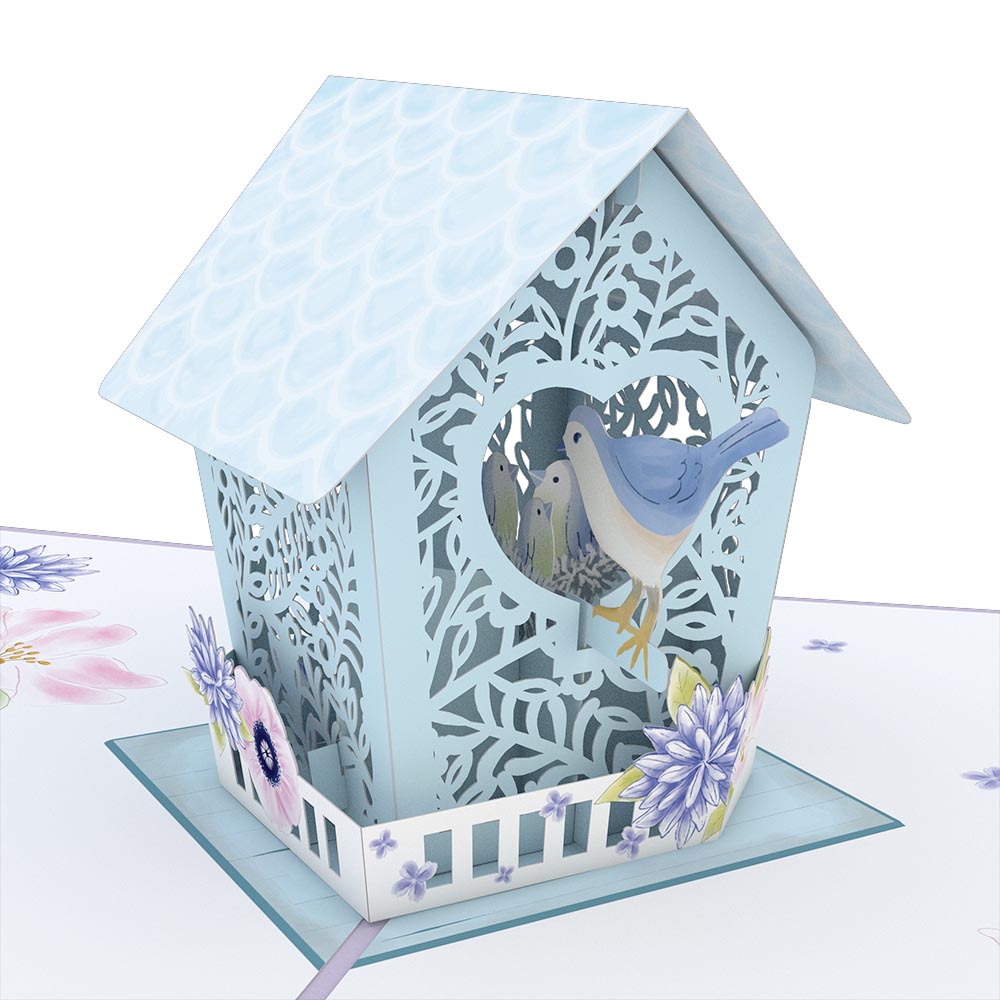 Mother's Day Blue Birdhouse Pop-Up Card