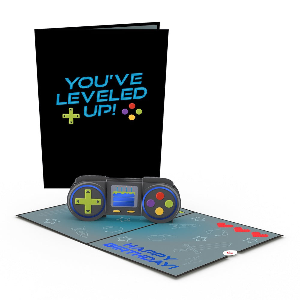 Leveled Up Gamer Birthday Pop-Up Card