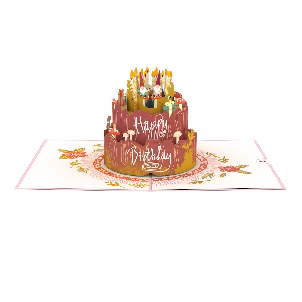 Woodland Gnomes Birthday Cake Pop-Up Card