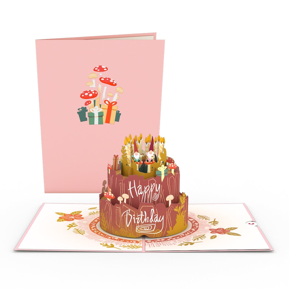 Woodland Gnomes Birthday Cake Pop-Up Card