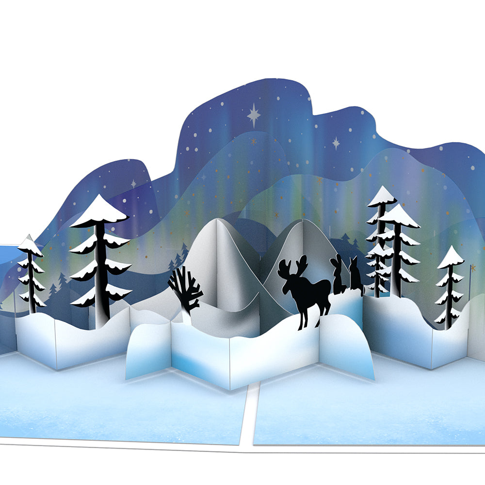 Winter Borealis Scene Pop-Up Card