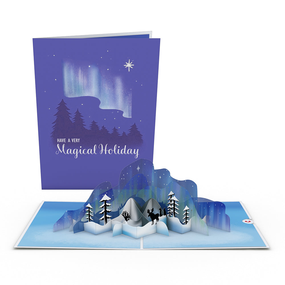 Winter Borealis Scene Pop-Up Card