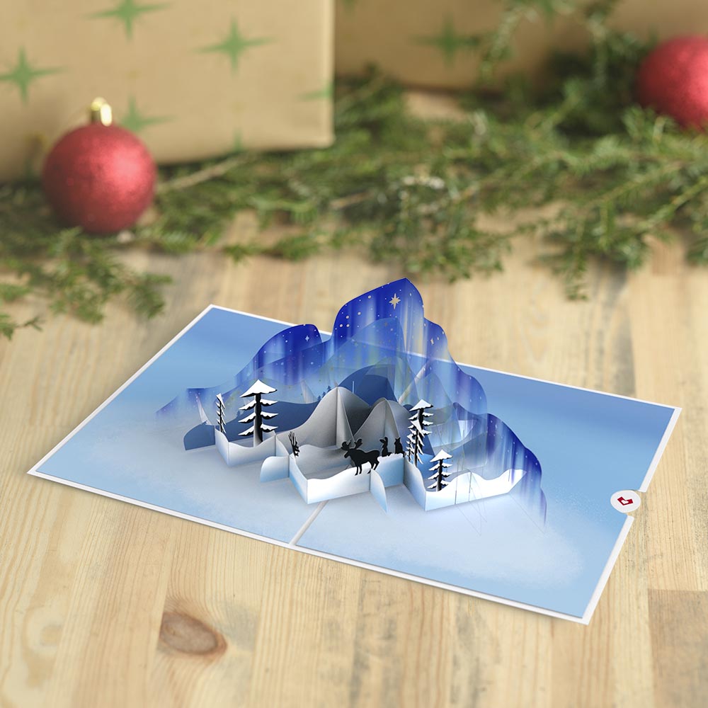 Winter Borealis Scene Pop-Up Card