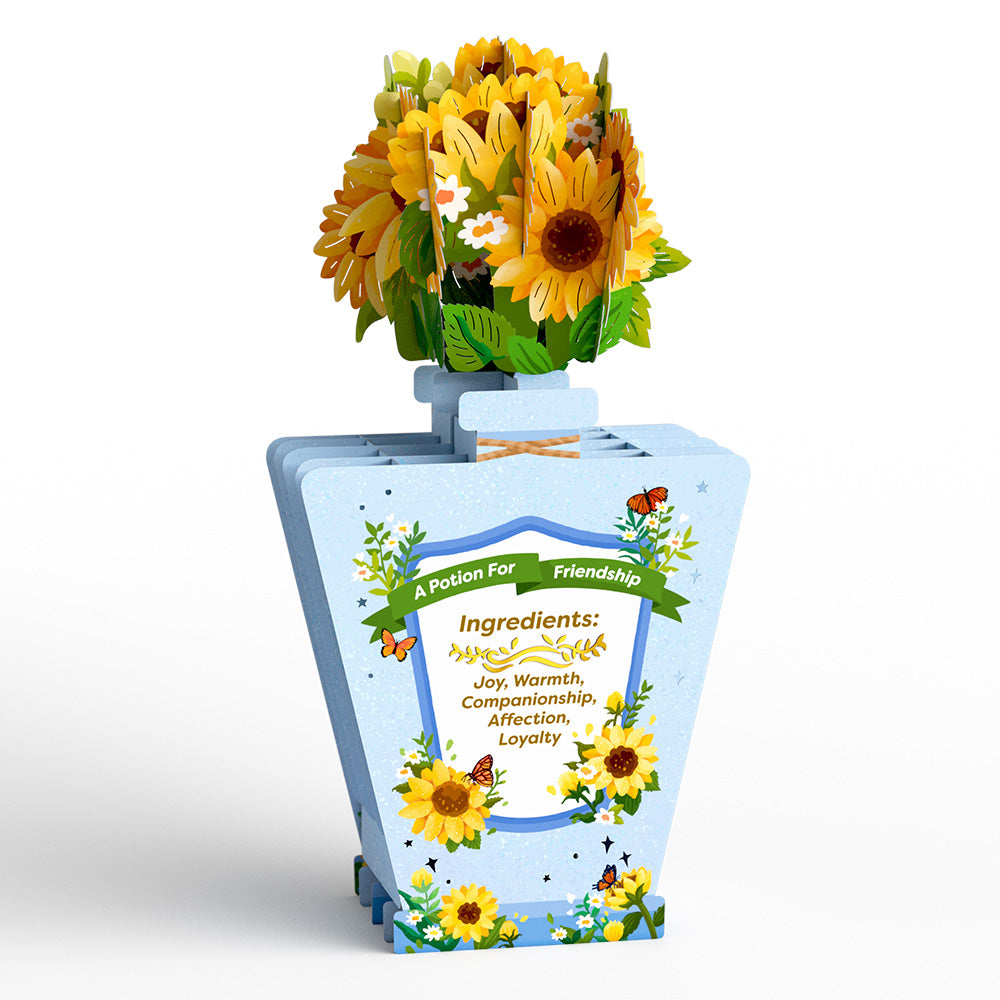 Friendship Love Thoughtful Pop-Up Card with Mini Potion Bouquet
