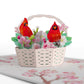 Cherry Blossom Basket with Cardinals Pop-Up Card