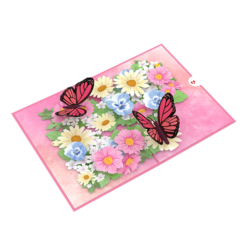 Floral Garden Monarch Butterflies Pop Up Card
