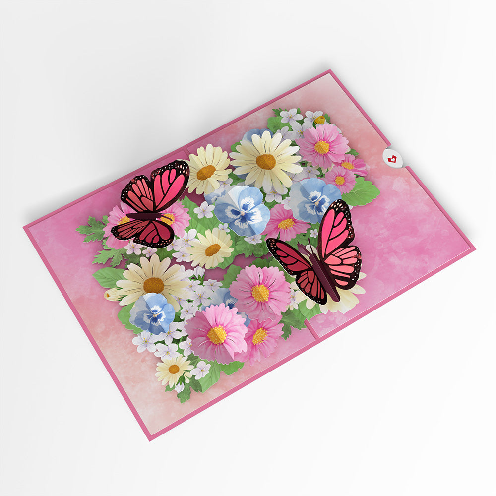 Floral Garden Butterflies Pop-Up Card & Bouquet Bundle