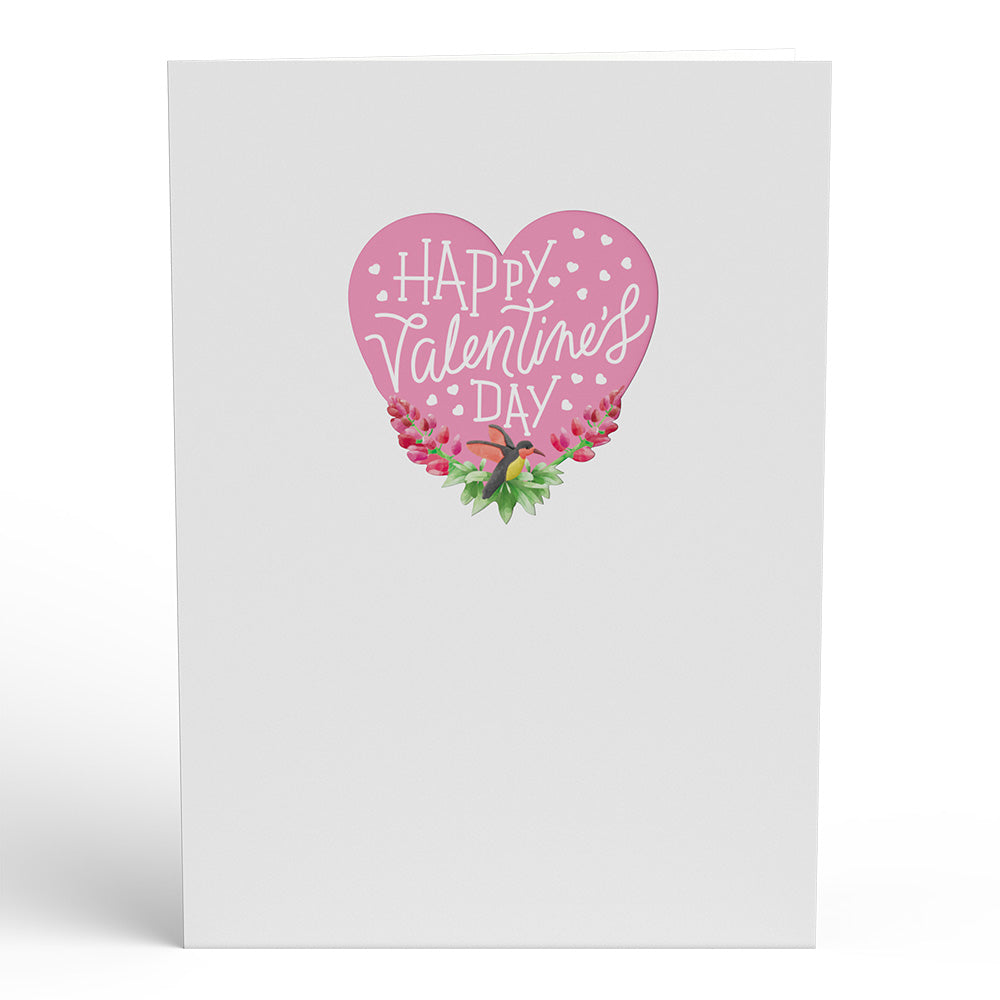 Lupine Hummingbird Valentine's Day Pop-Up Card