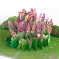 Lupine Hummingbird Valentine's Day Pop-Up Card