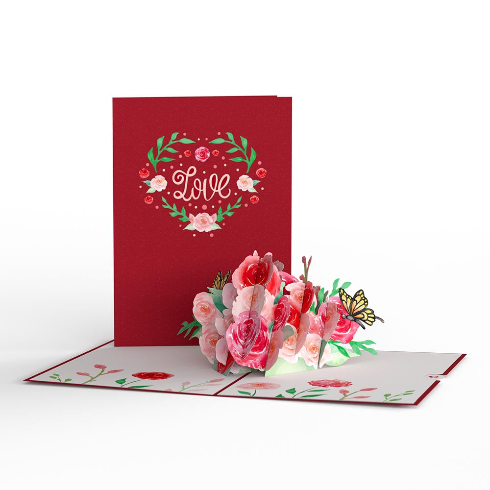 Love Rose & Butterflies Pop-Up Card