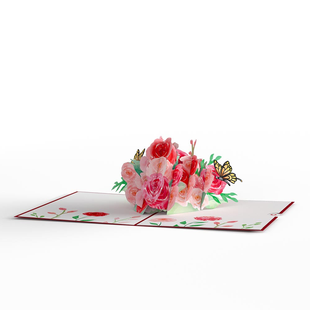 Love Rose & Butterflies Pop-Up Card