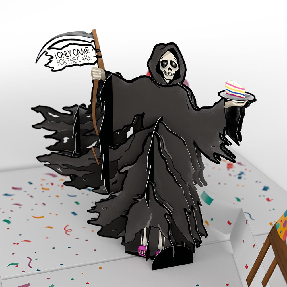 Grim Reaper Dark Humor Birthday with The Thinker Pop-Up Card and Sentiment Set