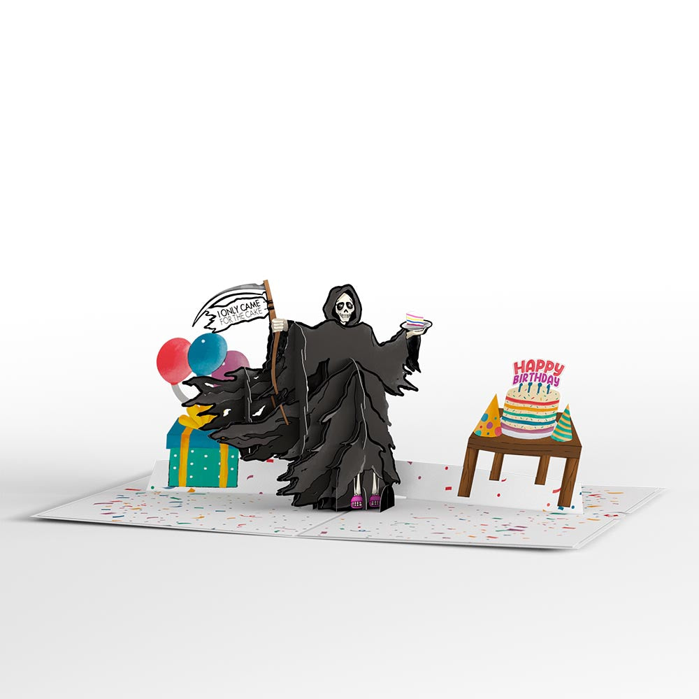 Grim Reaper Dark Humor Birthday Pop-Up Card