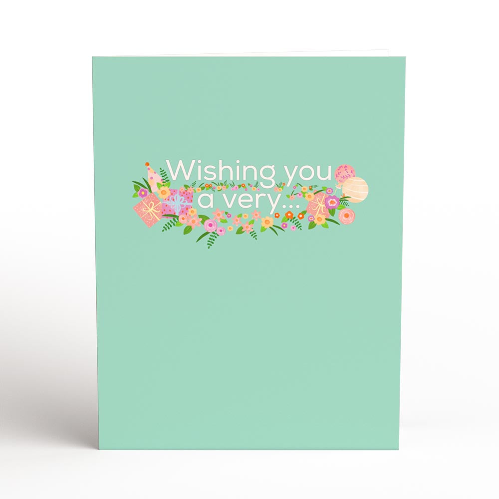Delicate Floral Happy Birthday Basket Paperpop Card®