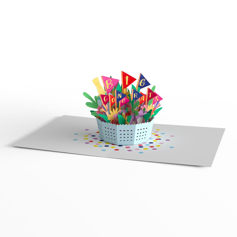 Big Congrats Flower Basket Paperpop Card®