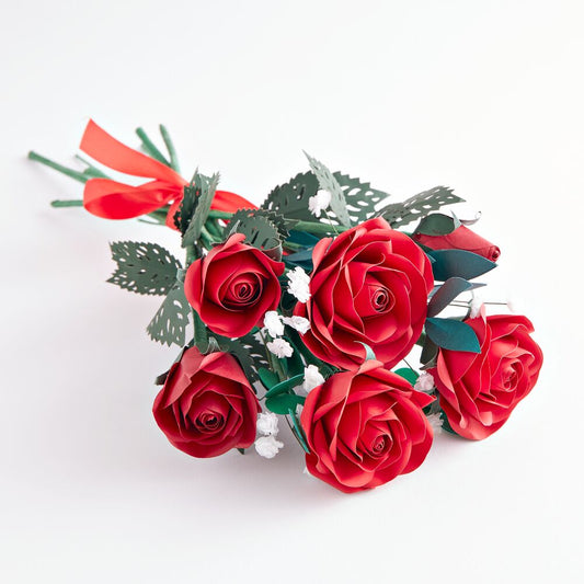 Handcrafted Paper Flowers: Roses (6 Stems)