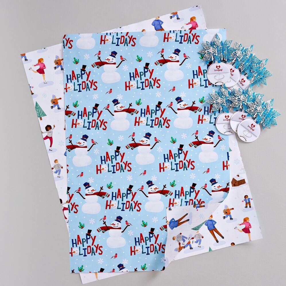 Whimsical Holiday Gift Wrap & Card Bundle