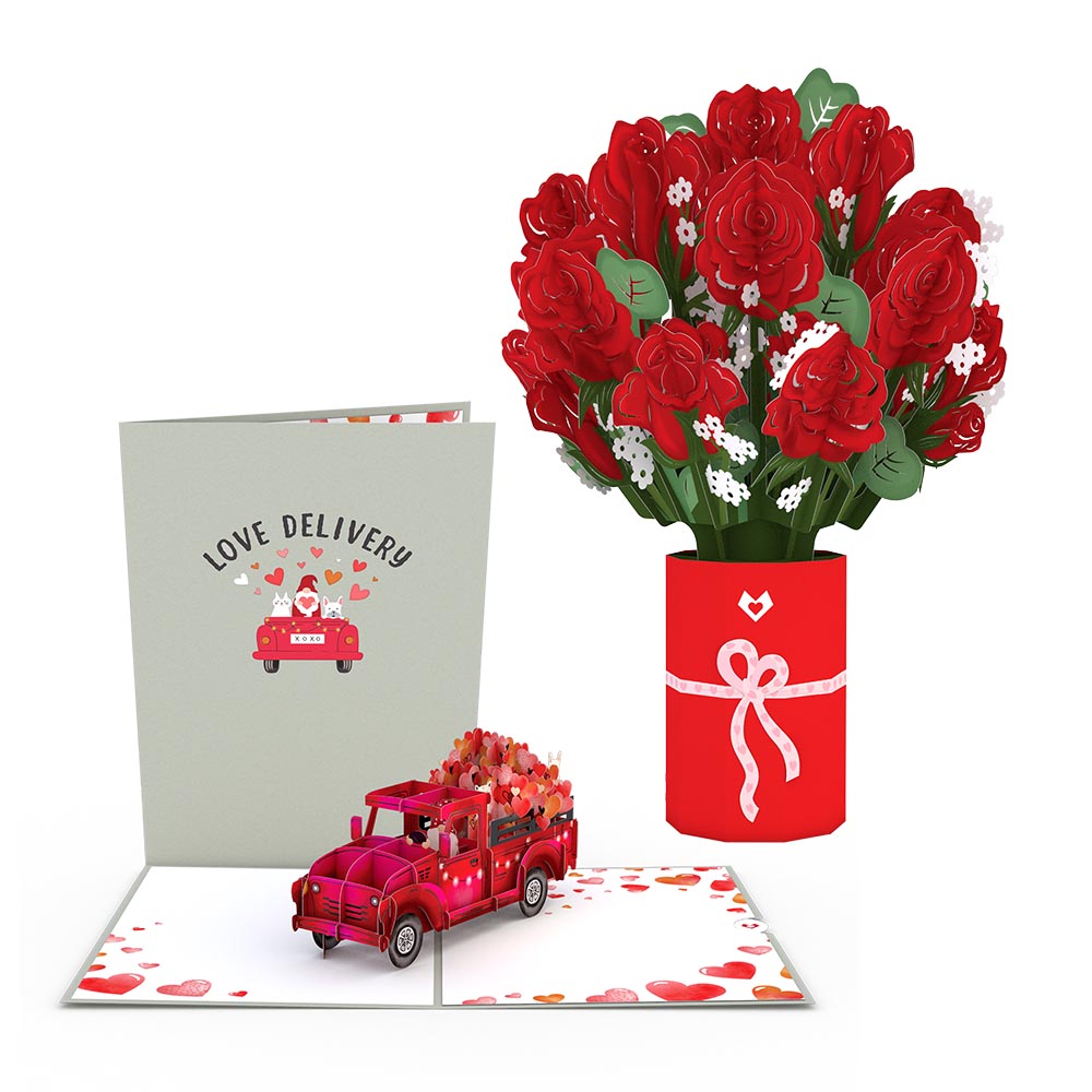 Red Rose Love Delivery Truck Bundle