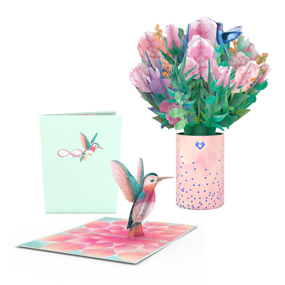 Watercolor Rose & Hummingbird Bundle