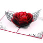 Ornate Red Rose Bloom Pop-Up Card