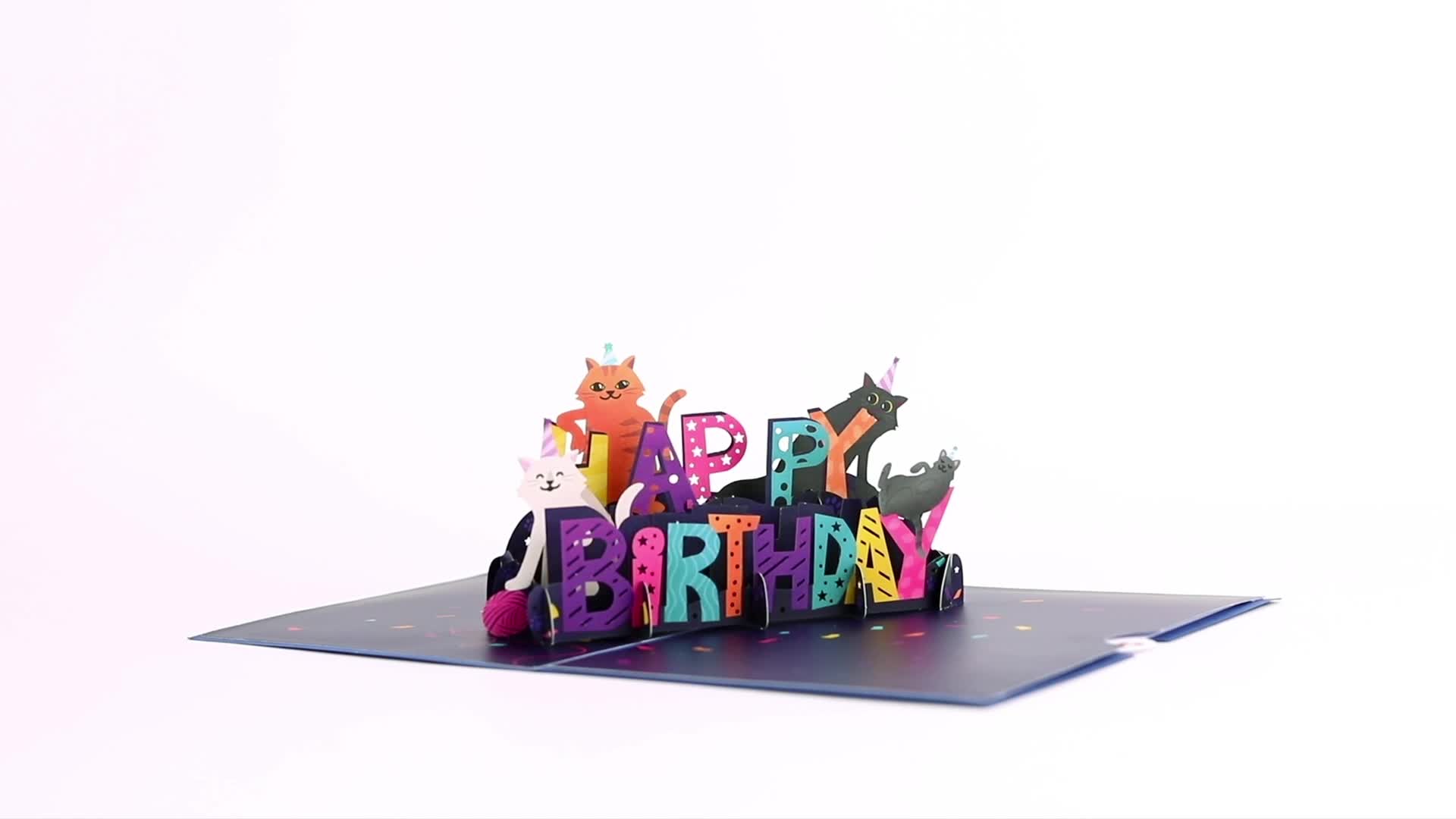 Happy Birthday Cats Pop-Up card