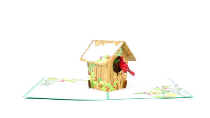 Holiday Cardinal Birdhouse Pop-Up Card