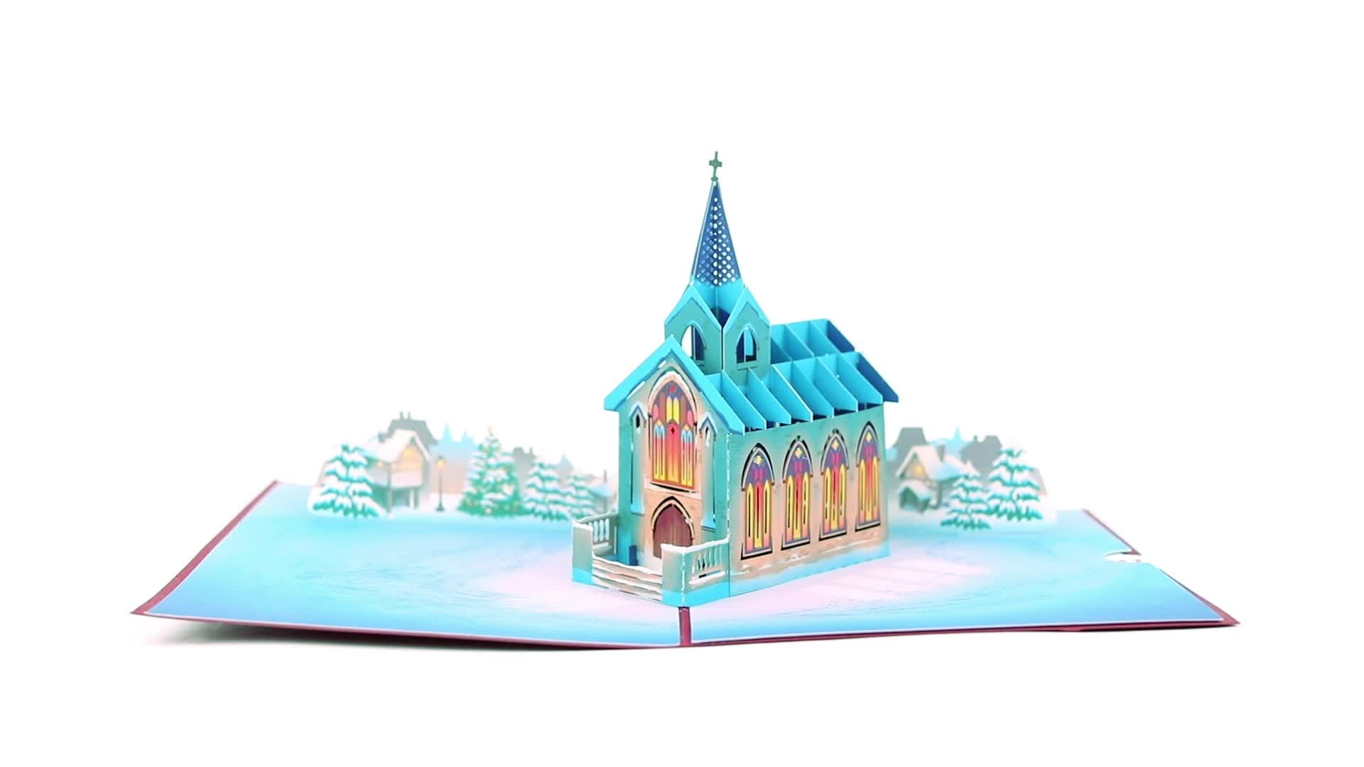 Stained Glass Christmas Chapel Pop-Up Card