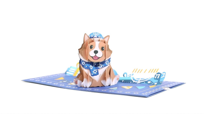 Happy Hanukkah Dog Pop-Up Card