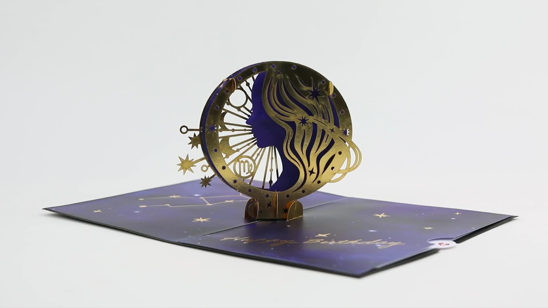 Virgo Zodiac Birthday Pop-Up Card