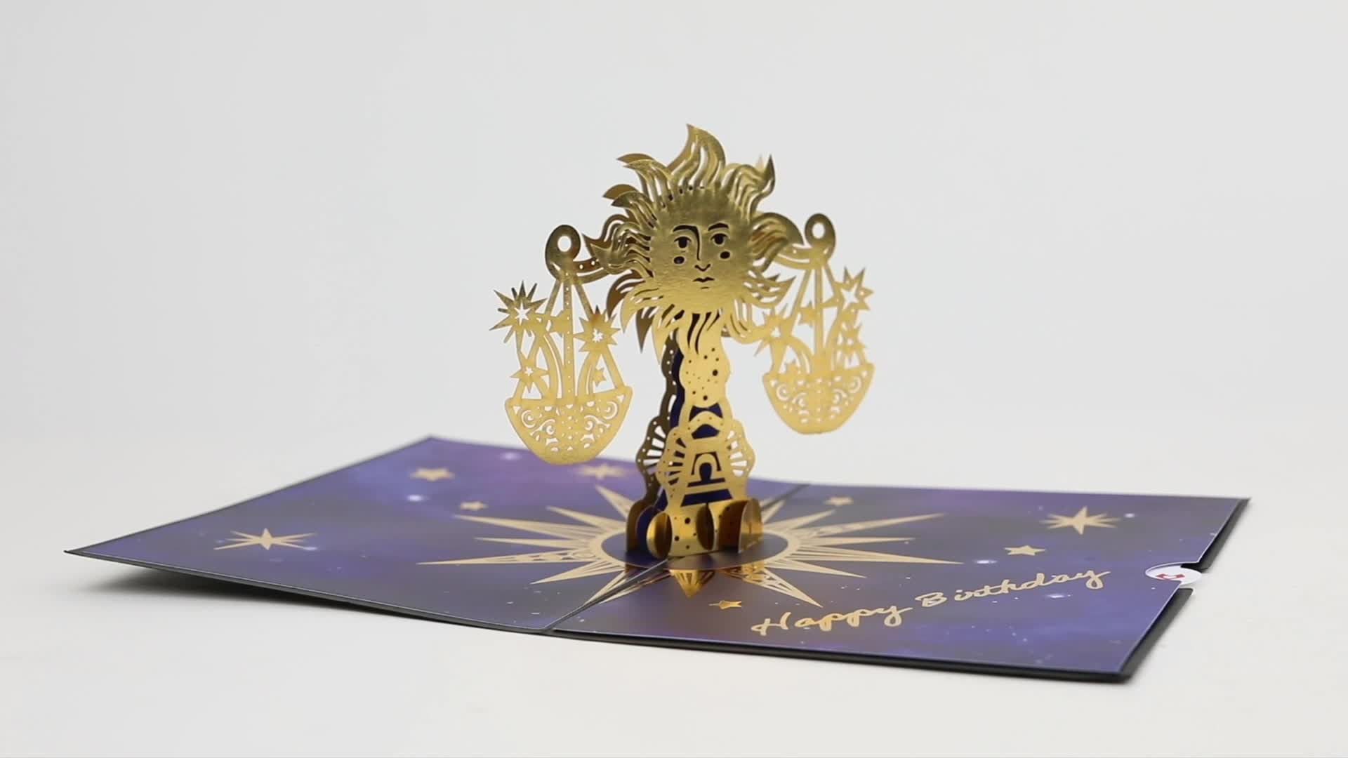 Libra Zodiac Birthday Pop-Up Card