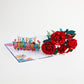 Handcrafted Paper Flowers: Roses (6 Stems) with Happy Birthday Pop-Up Card