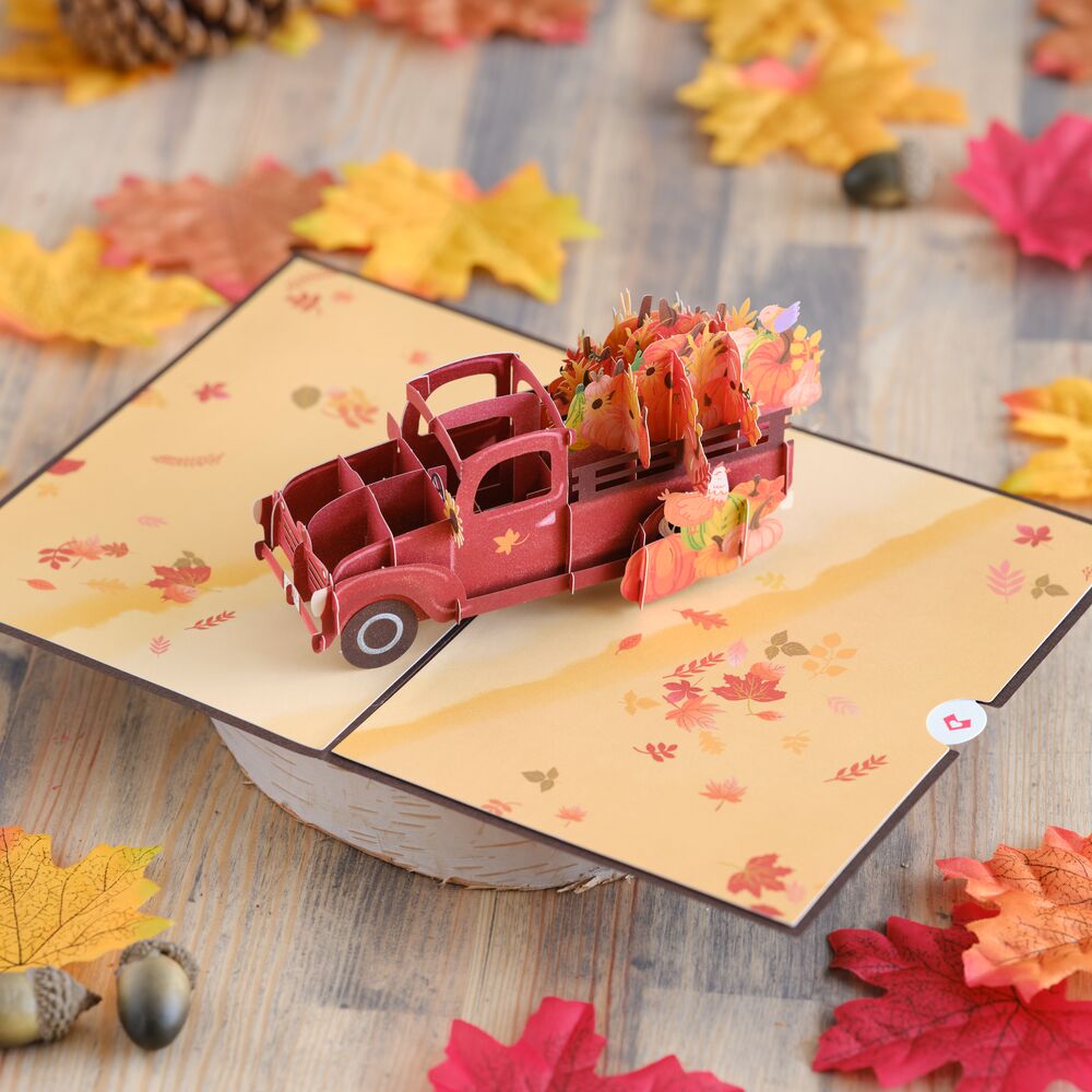 Red Harvest Truck Pop-Up Card