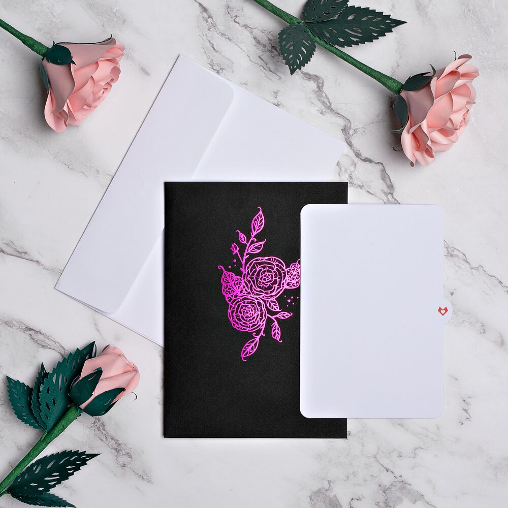 Ornate Purple Rose Bloom Pop-Up Card