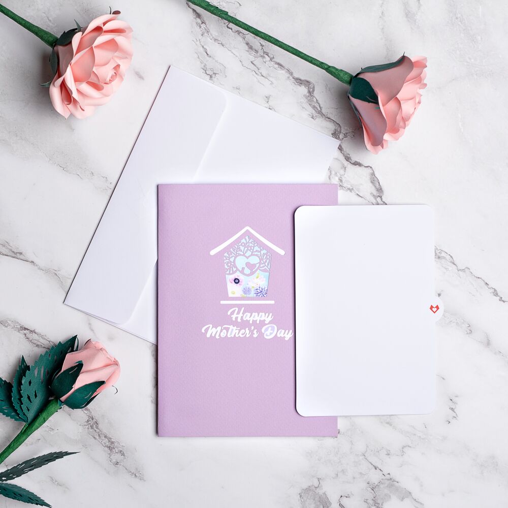 Mother's Day Blue Birdhouse Pop-Up Card