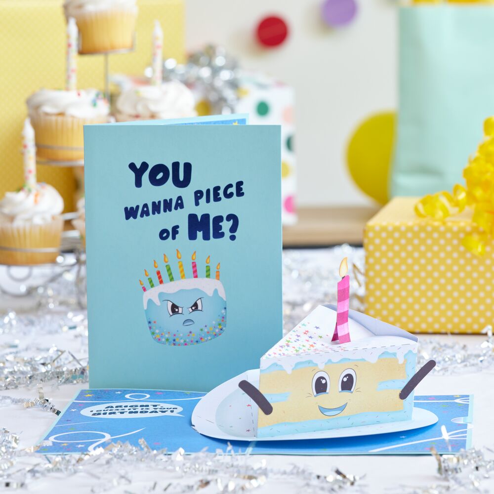 Whimsical Birthday Cake Slice Pop-Up Card