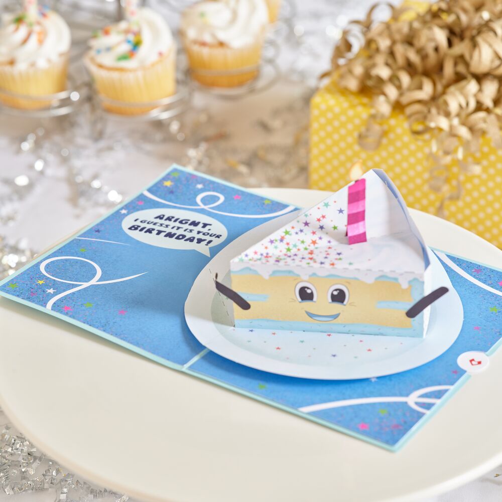 Whimsical Birthday Cake Slice Pop-Up Card