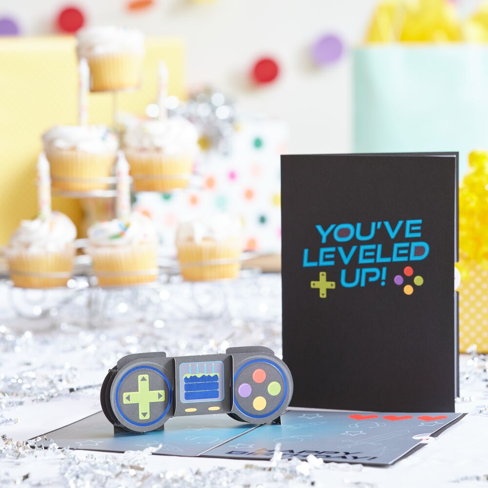 Leveled Up Gamer Birthday Pop-Up Card