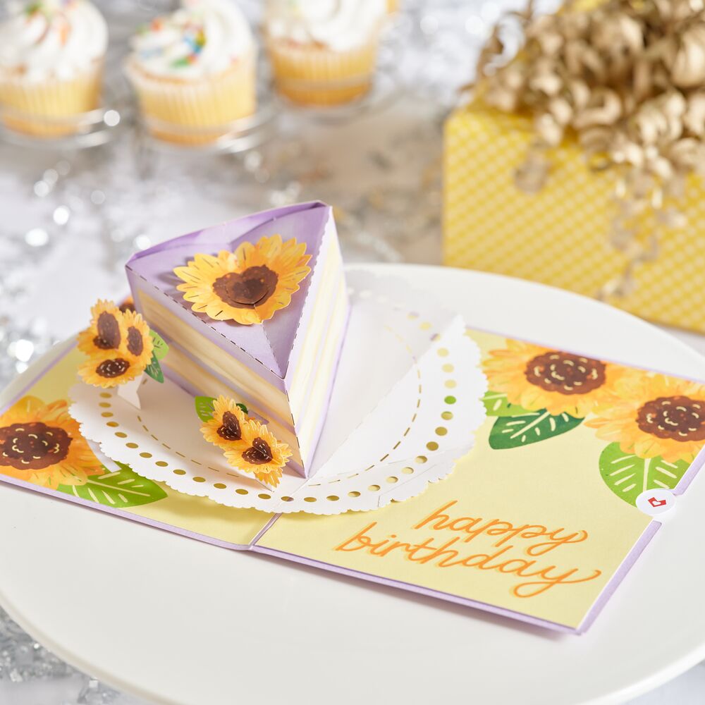 Sunflower Birthday Cake Slice Pop-Up Card